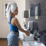 Modern bathroom with updated hardware, fresh paint, and stylish decor showcasing budget-friendly bathroom upgrades.
